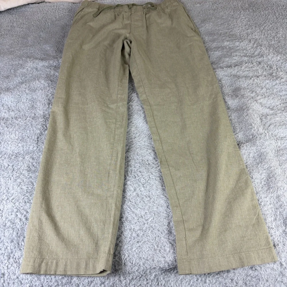 George Mens Fashion Weekend Pant Washed Olive Elastic Waist Drawstring 31x32